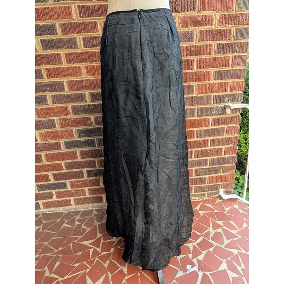VTG 90s Y2K 'Necessary Objects' Black Crinkled Bubble Hem Maxi Skirt - (Sm/ 26") - Picture 3 of 7